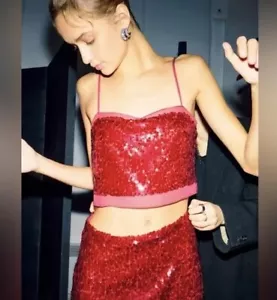 Zara Sequinned Crop Top Size Small Ref 9740 608 - Picture 1 of 7