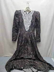 Vintage Scott McClintock Dress. Puffy Shoulder And Lace. SZ 6 - Picture 1 of 9