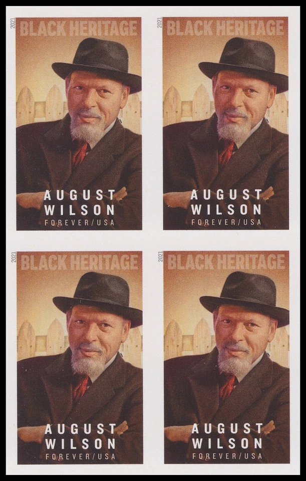 US 5555a Black Heritage August Wilson imperf NDC block 4 MNH 2021 - Image 1 of 1