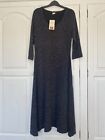 Cotton Traders Black Dress With Silver Detail Stretch Size 10 New Wedding Evenin