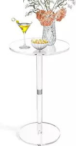 Acrylic End Table, Clear Side Tables for Small Space, 11.8" round Modern Drink T - Picture 1 of 8