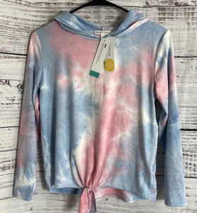Crown Of Hearts Top Girls Size L Hoodie Front Tie Dye Long Sleeve Tee New - Picture 1 of 9