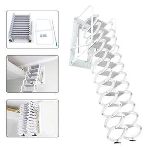 Escalera de ático plegable de 12 peldaños escalera de ático montada en la pared escaleras de ático - Imagen 1 de 17