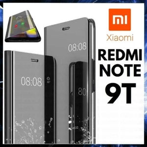 Cover Flip For Xiaomi Redmi Note 9T 0.2oz Case Black Mirror Clear View 360 9 T - Picture 1 of 12