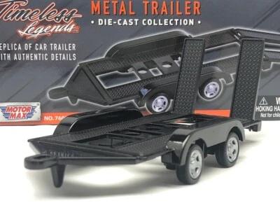 Diecast Metal Car / Van Loading 4 Wheel Trailer Transporter 1/43 Scale Motormax - Image 1 of 4