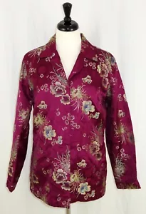 Chicos 1 Jacket M 8 Floral Pink Purple Gold Notch Collar Embroidered - Picture 1 of 8