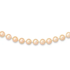 14k Gold 8-9mm Pink Near Round Freshwater Cultured Pearl Necklace 24" - Picture 1 of 3