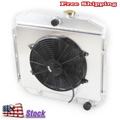 3Row Radiator+Shroud+Fan For 1955-1957 Chevrolet Two-Ten Series Bel Air L6 #5056 - Imagem 1 de 4