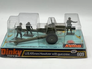 Dinky Diecast Toys No.609 Segunda Guerra Mundial 105 mm Obús Pistola Cañón 1974-77 Hecho en Inglaterra - Imagen 1 de 13
