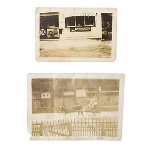 Vtg 1930s Black White Photos Cow Pulling 2 Wheeled Wagon Confectionary Store GA - Picture 1 of 5