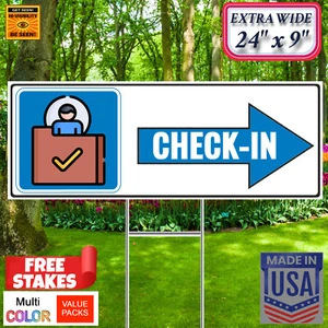 CHECK-IN AREA Arrow Yard Signs 4-Pack w/ Free Stakes – Double Sided – USA - Picture 1 of 14