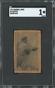 1911 Baseball Bats Candy Box Card Ed Cicotte Chicago Black Sox SGC Graded - Picture 1 of 2