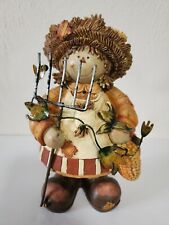 Lady Autumn Figurine with Pitchfork and Ears of Corn Polystone Fall Holiday 