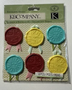 K & Company Beyond Postmarks Envelope Seals-6 Pieces - Picture 1 of 2