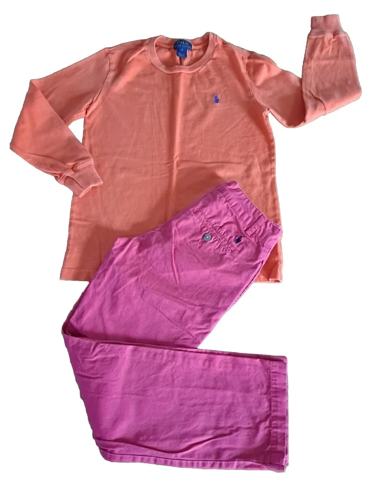 Polo Ralph Lauren Dress Pants/ Long Sleeve T Shirt Top Boy's Size 7/8 (Lot of 2) - Image 1 of 4