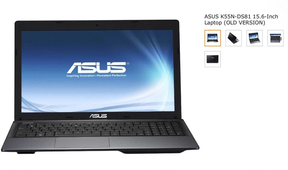 Laptop Asus K55N 15.6" HD AMD A8-4500M Quad Core 4GB 500GB Win-10 DVD Web-Cam BT Foto 1 de 2