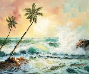 20x24 Stretched- Seascape #3- Oil Painting on Canvas-(Not Framed) - Picture 1 of 6