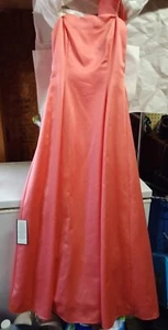 Urban Girl Nites Coral Satin Long Dress Gown Strapless w/ Shawl - Picture 1 of 6