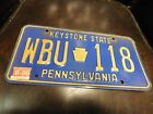 Pennsylvania License Plate Tag # WBU-118 1995