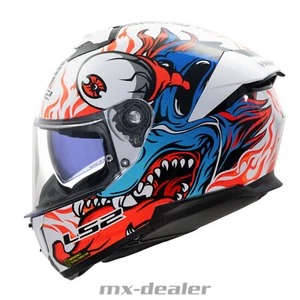 LS2 FF 808 Stream II Inferno Weiß Blau Motorrad Helm Integralhelm Race - Bild 1 von 10