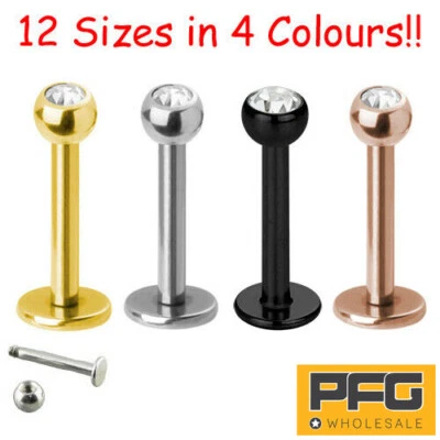 1pc Surgical Steel Gem Labret Tragus Helix Earring Lip Nose Bar Ball Monroe Stud Foto 1 de 4