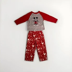 Disney Christmas Mickey Mouse Pajama Red Sleep Set 4T Kids Toddler (3/4 Sleeve) - Picture 1 of 13
