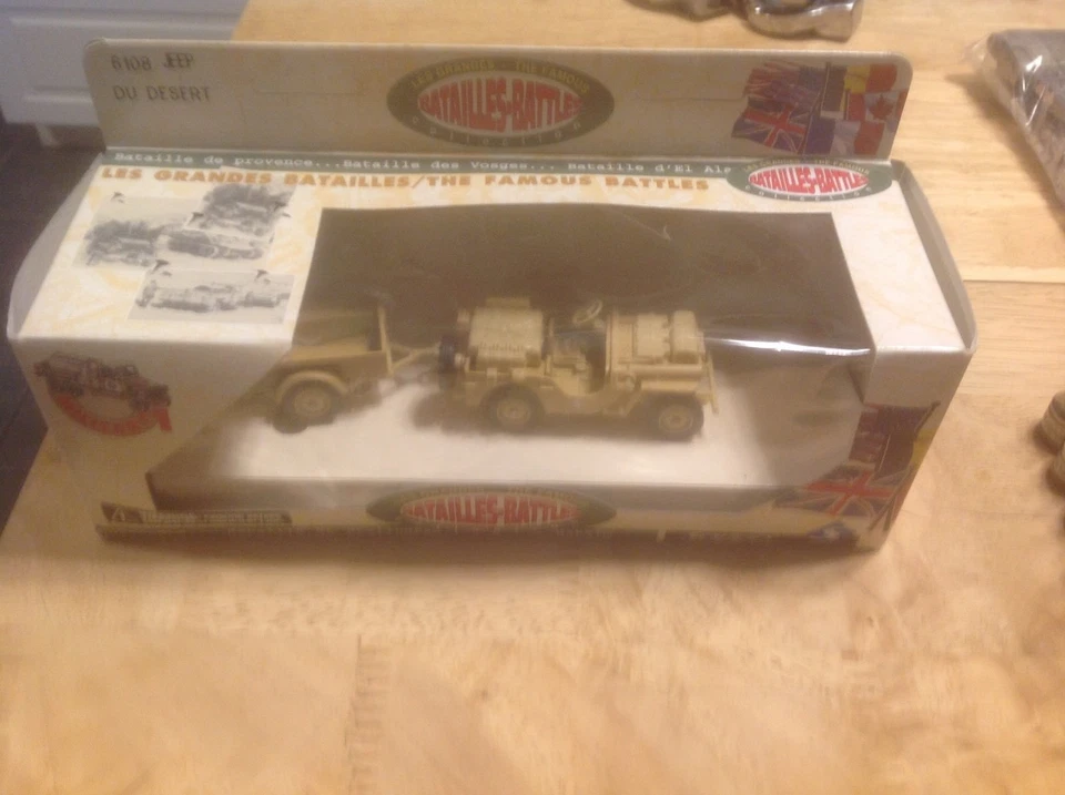 Solido Die Cast WWII Desert Willys Jeep w/ Trailer 6108 Famous Battles Metal Toy - Image 1 of 1