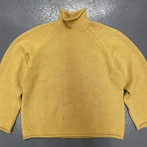 Maglione girocollo lana vintage J.Crew pullover maglione tartaruga giallo scuro XL - Foto 1 di 10
