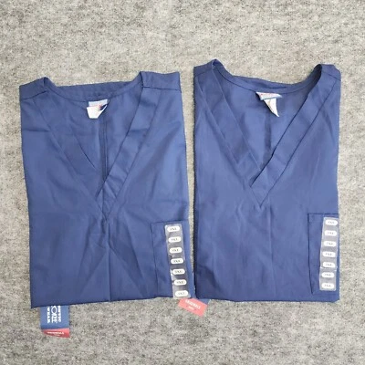 Lot of 2 Cherokee Workwear V-Neck Scrub Top Unisex Size 3XL Navy Blue #4777 NWT - Image 1 of 4