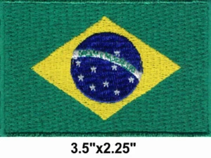 Parches bordados bandera de Brasil 3,5""x2,25"" plancha - Imagen 1 de 1