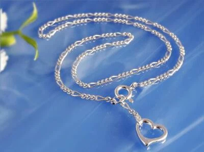 Fußkettchen Silber 925 Fußkette mit  Herz 24-30cm echt Sterlingsilber fr65 - Bild 1 von 2