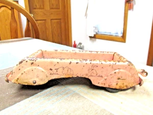 Vintage Wyandotte Toys? 1930's Folk Art Childs Toy Wagon Pink USA Parts Repair - Picture 1 of 8