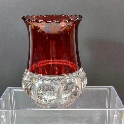 Antique Celery Vase EAPG Ruby Stain Adams Company King Crown Pattern - Image 1 of 4