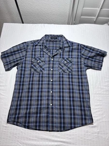 Beverly Hills Polo Club Mens Shirt Size XL Blue Black Button Up Short Sleeve - Picture 1 of 9