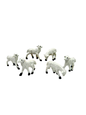 Set 6 Pecore per Pastori Alti Cm 5/6 Gregge Animali per Presepe - Immagine 1 di 2
