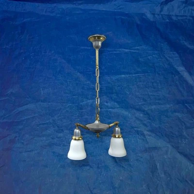 Antiguo colgante de latón con cable globos blancos cableados SF5 Foto 1 de 4