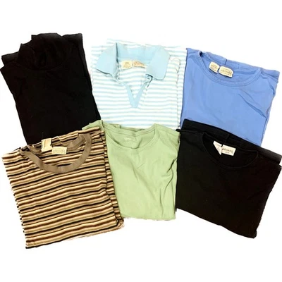 St Johns Bay Womens Tops Large XL Lot Of 6 Petite Knit T Shirt Turtle Neck  - Image 1 of 4