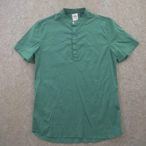 Camisa Zara Para Hombre Grande Verde Abotonada Banda Cuello Manga Larga Súper Delgada - Imagen 1 de 11