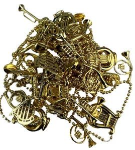 Vintage Christmas Tree Garland 99" Long GOLD Musical Instruments saxophone Horn - Picture 1 of 13