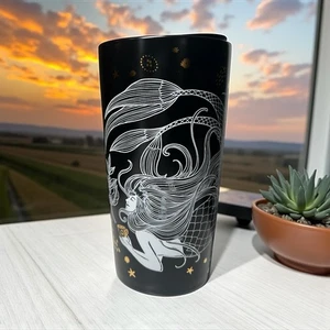 Starbucks 2019 Black Gold Siren Mermaid Ceramic 12oz Coffee Travel Tumbler EUC - Bild 1 von 8