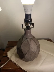 Gray Ceramic Stone Look Table Lamp, Bottle Shaped, Geometric, Shade - Picture 1 of 9