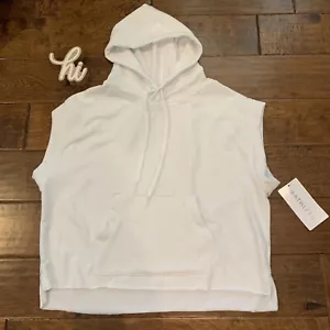 Athleta Womens Top White Sleeveless Spar Fleece Hoodie Size XS New - Picture 1 of 9