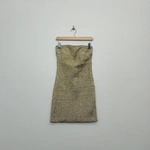 Wow Couture Ladies Dress Size Large Gold Colour Sleeveless Strapless Elasticated - Picture 1 of 13