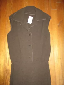 NARCISCO RODRIGUEZ Aeffe Brown 1/2 Button Sleeveless Straight Dress Sz 4 NWT - Picture 1 of 12