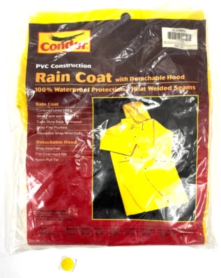 CONDOR 1FBB3J RAIN COAT WITH DETACHABLE HOOD 3XL SNAP ON HOOD PVC YELLOW - Image 1 of 4