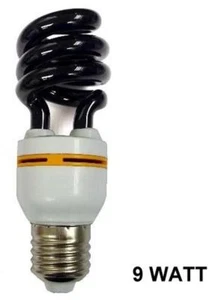 2 ENERGY SAVER 9 WATT TWIST SPIRAL BLACK LIGHT BULB glowing night HALLOWEEN new - Picture 1 of 1