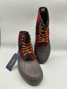 Polo Ralph Lauren Men's Claus Buffalo Check Red Black Size 10 Wool Lace-Up Rare - Picture 1 of 9