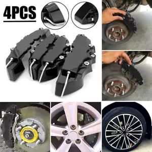 4x Black Car Universal Disc Brake Caliper Covers Front Rear Car Accessories Kit - Picture 1 of 12