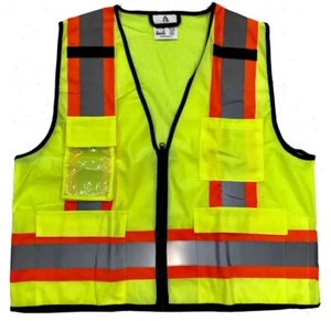 Hi Visibility Safety Vest Type R Class 2 ANSI ISEA 107, All Progear pockets 5/3 - Picture 1 of 1