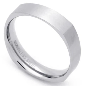 Men Fashion 6MM Stainless Steel Square Wedding Band Ring - Picture 1 of 2